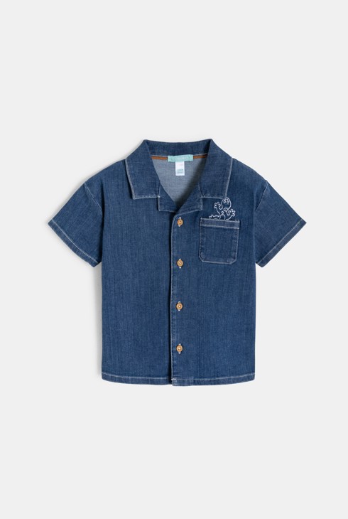 Blaues Denim-Hemd für kleine Jungen 2