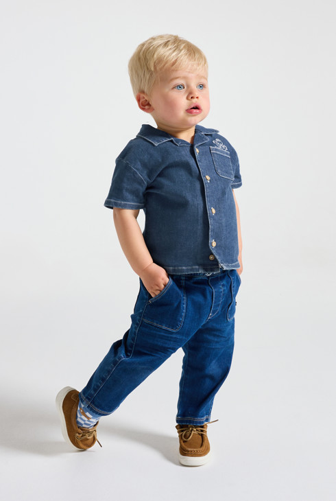 Blaues Denim-Hemd für kleine Jungen 1