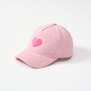 Casquette rose motif coeur fille