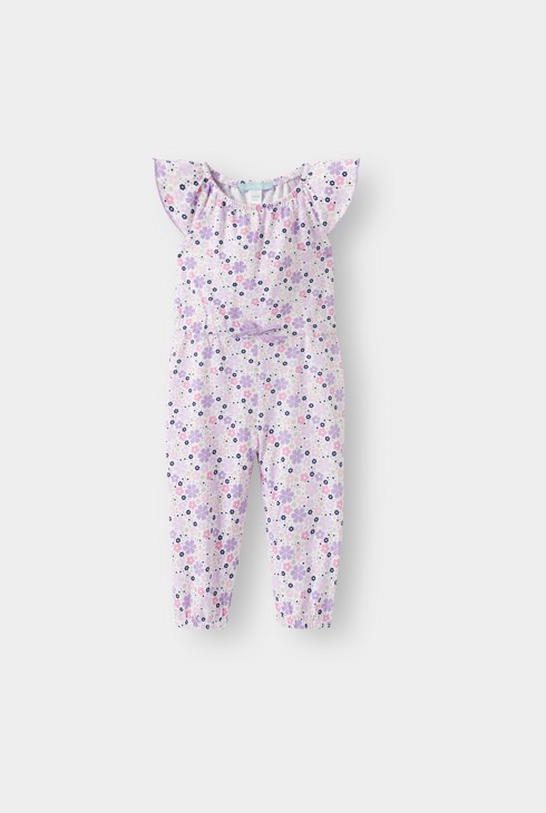 Tuta lunga rosa floreale per neonata 1