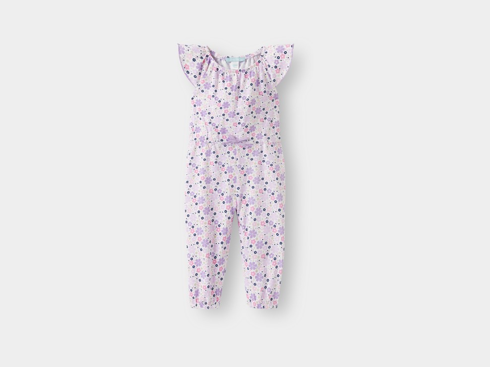 Combi longue fleurie rose bébé fille 1