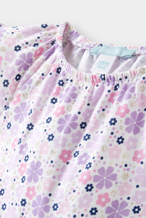 Tuta lunga rosa floreale per neonata 2