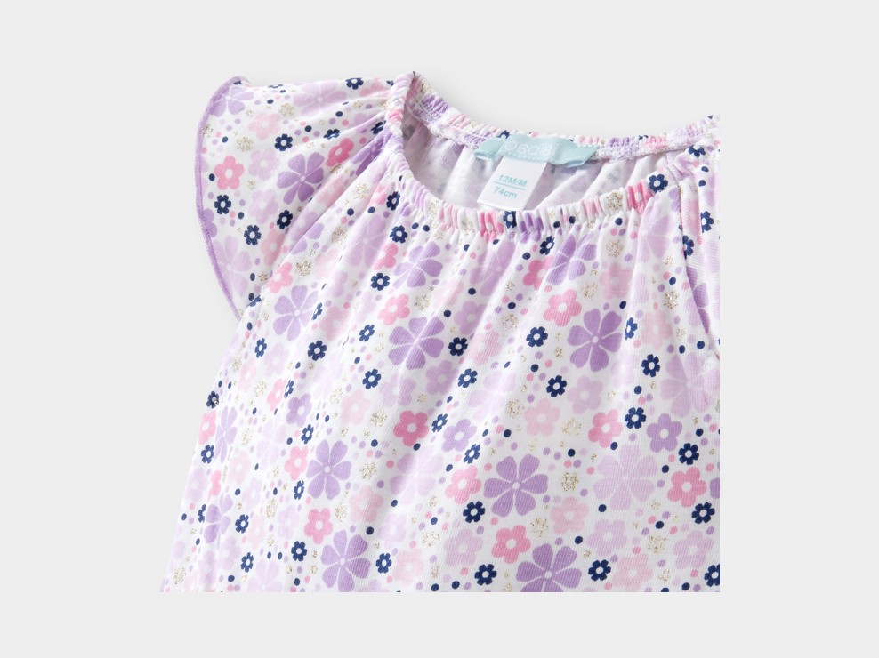 Combi longue fleurie rose bébé fille 2