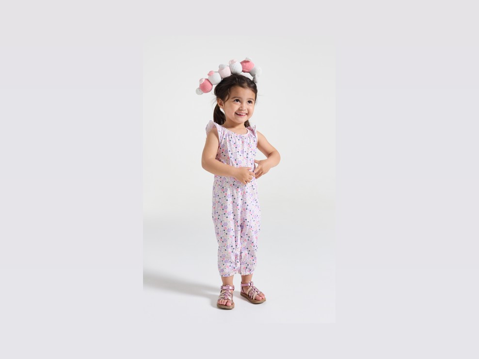 Combi longue fleurie rose bébé fille 1