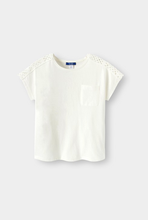 T-shirt dentelle blanc fille 2