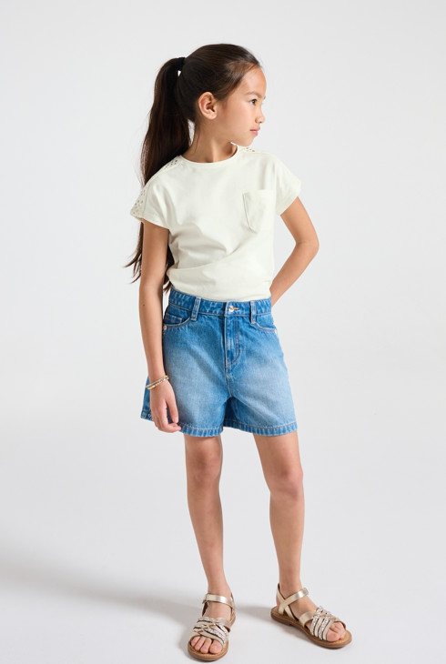 T-shirt dentelle blanc fille 1