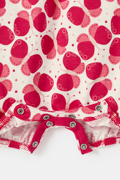 Girl's pink butterfly print jumpsuit 2