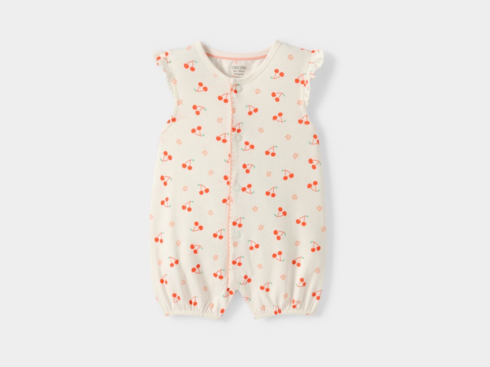 Barboteuse cerises bébé fille blanc 1