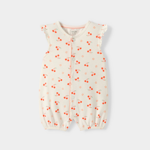 Barboteuse Cerises Bébé Fille Blanc - Imprimé Rose - 23M - OBAIBI
