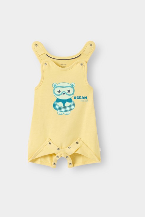 Combinaison jaune imprimée ourson bébé 2