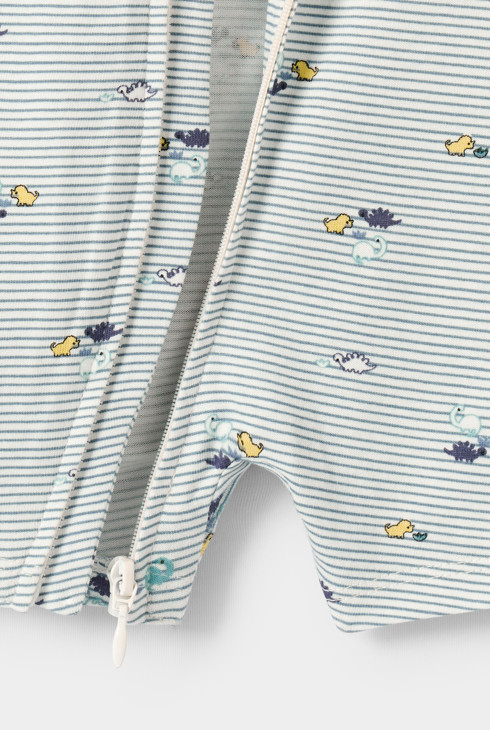 Combi courte rayée dinosaures bébé garçon bleue 2