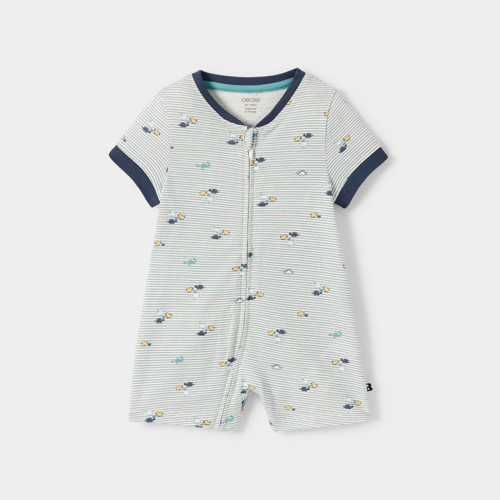 Combi Courte Rayée Dinosaures Bébé Garçon Bleue - Rayures Bleu - 23M - OBAIBI