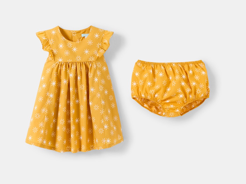 Gele jurk met zonmotiefje voor babymeisjes 2