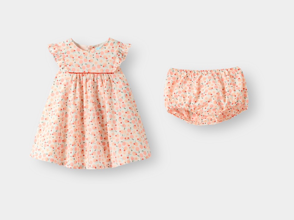 Robe ample fruits orange bébé fille 2