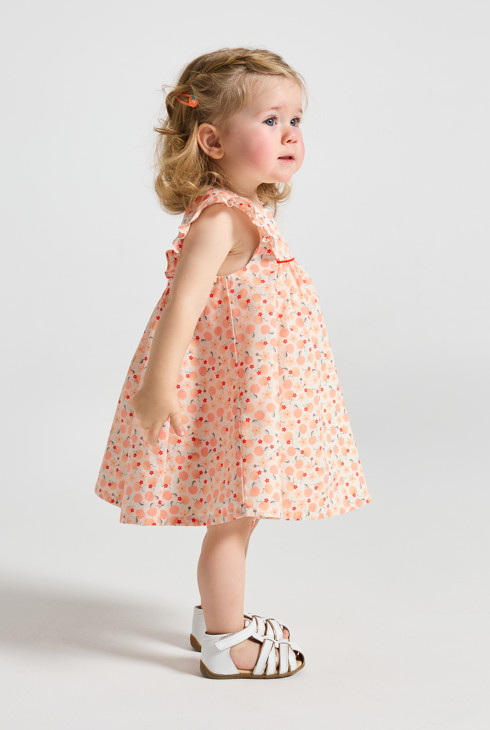 Amplio vestido frutas naranja bebé niña 1