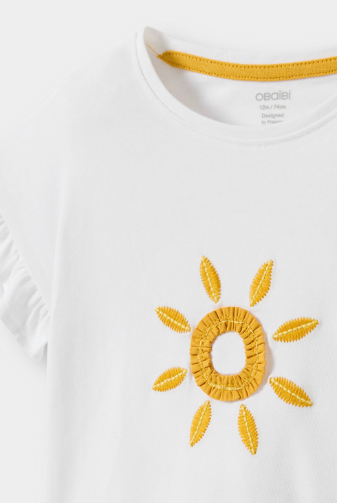 T-shirt blanc motif soleil bébé fille 2
