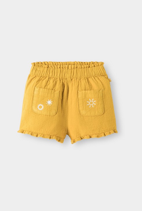 Short gaze de coton jaune bébé fille 2