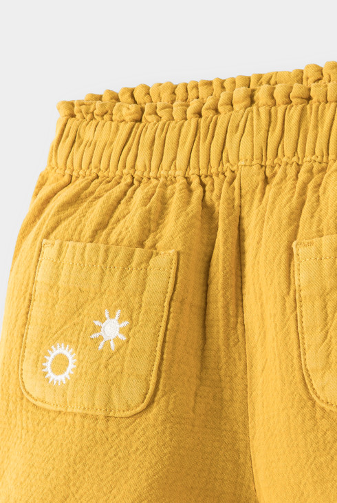 Shorts Baumwollgaze gelb Kleinkind Mädchen