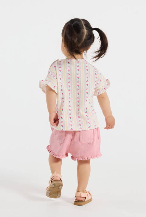 Pantalones cortos rosas para bebé niña 1