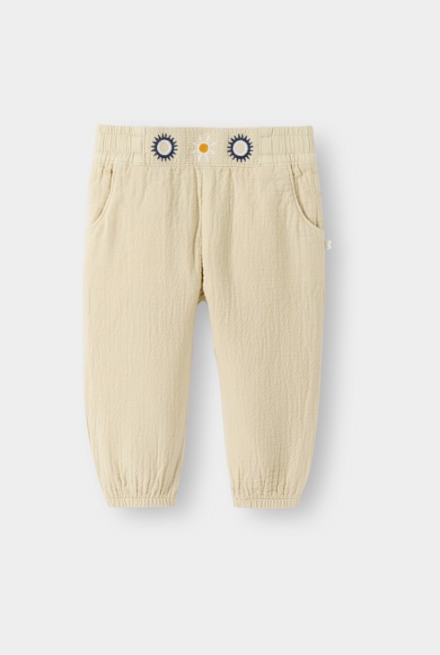 Pantalon gaze de coton beige bébé fille 1