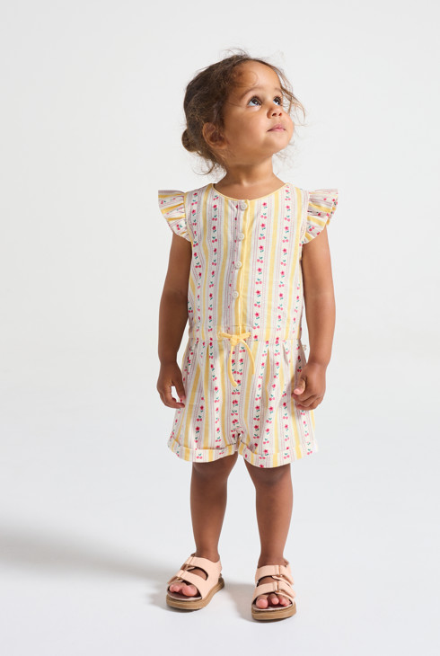 Gele playsuit met bloemenprint voor meisjes 1