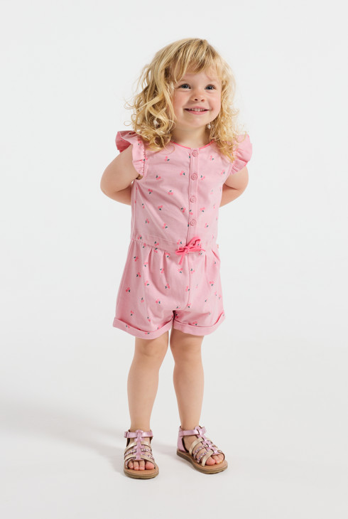 Roze playsuit met bloemenprint voor babymeisjes 1