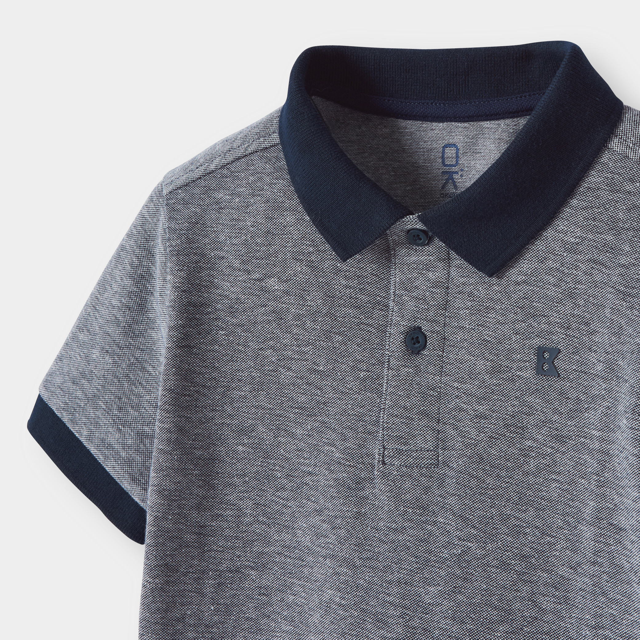 Polo coton piqué bleu marine garçon - Bleu Chardon