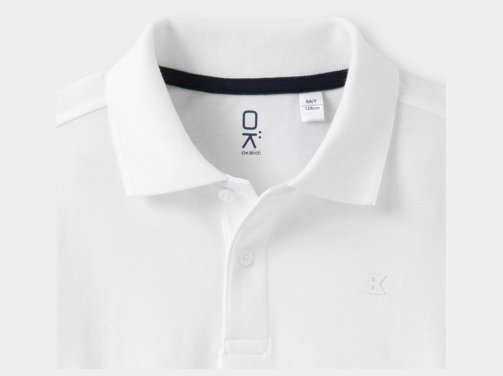 Polo in cotone piqué bianco per bambino 2