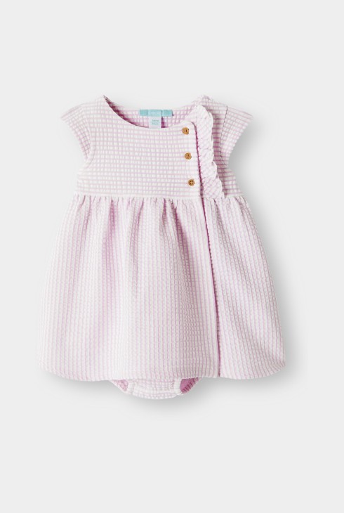 Vestido seersucker vichy rosa bebé niña 1