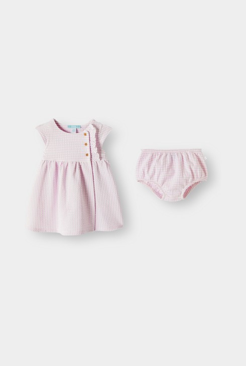 Vestido seersucker vichy rosa bebé niña 2