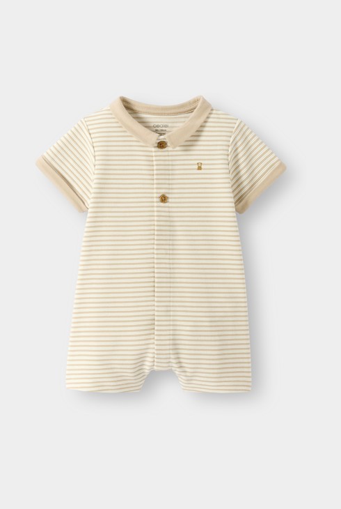 Mono corto de rayas beige bebé niño 1