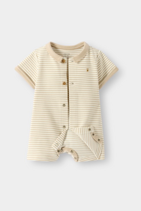 Mono corto de rayas beige bebé niño 2