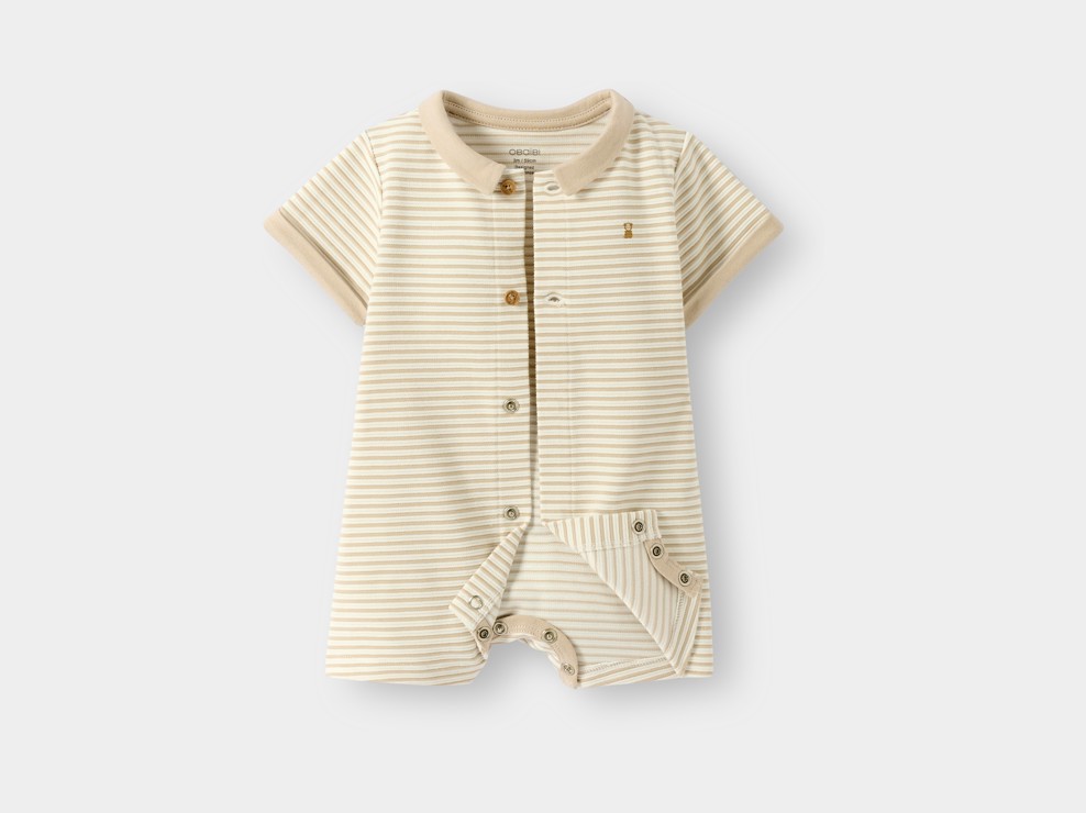 Combi courte rayée beige bébé garçon 2