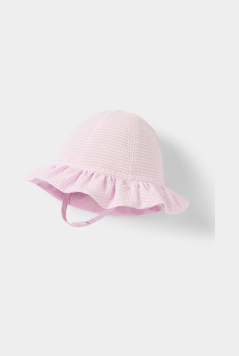 Chapeau de soleil réversible rose bébé fille 1
