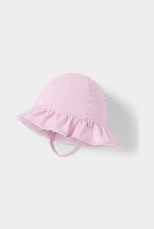 Chapeau de soleil réversible rose bébé fille 2