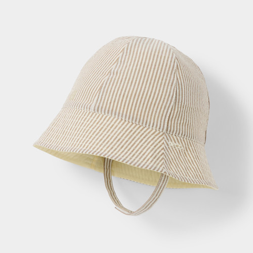 Chapeau De Soleil Réversible Beige Bébé Garçon - Rayures Beige - 41 - OBAIBI