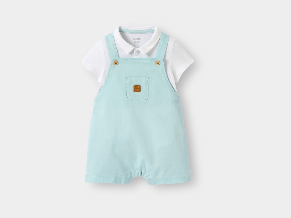 Kurze Latzhose mit Body blau Kleinkind Junge 1