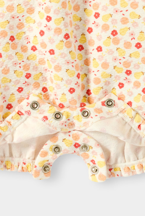 Geel kruippakje met bloemenprint voor babymeisjes 2