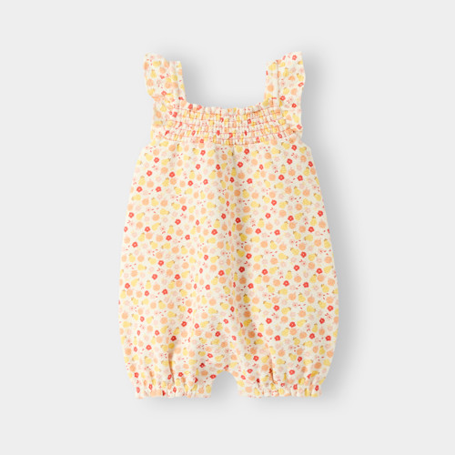 Barboteuse Fleurie Jaune Bébé Fille - Imprimé Multicolore - 1M - OBAIBI