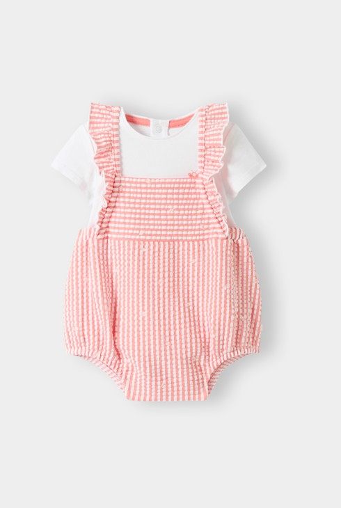 Pelele vichy y bodi rosa bebé niña 1