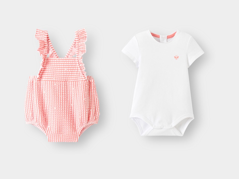 Pelele vichy y bodi rosa bebé niña 2