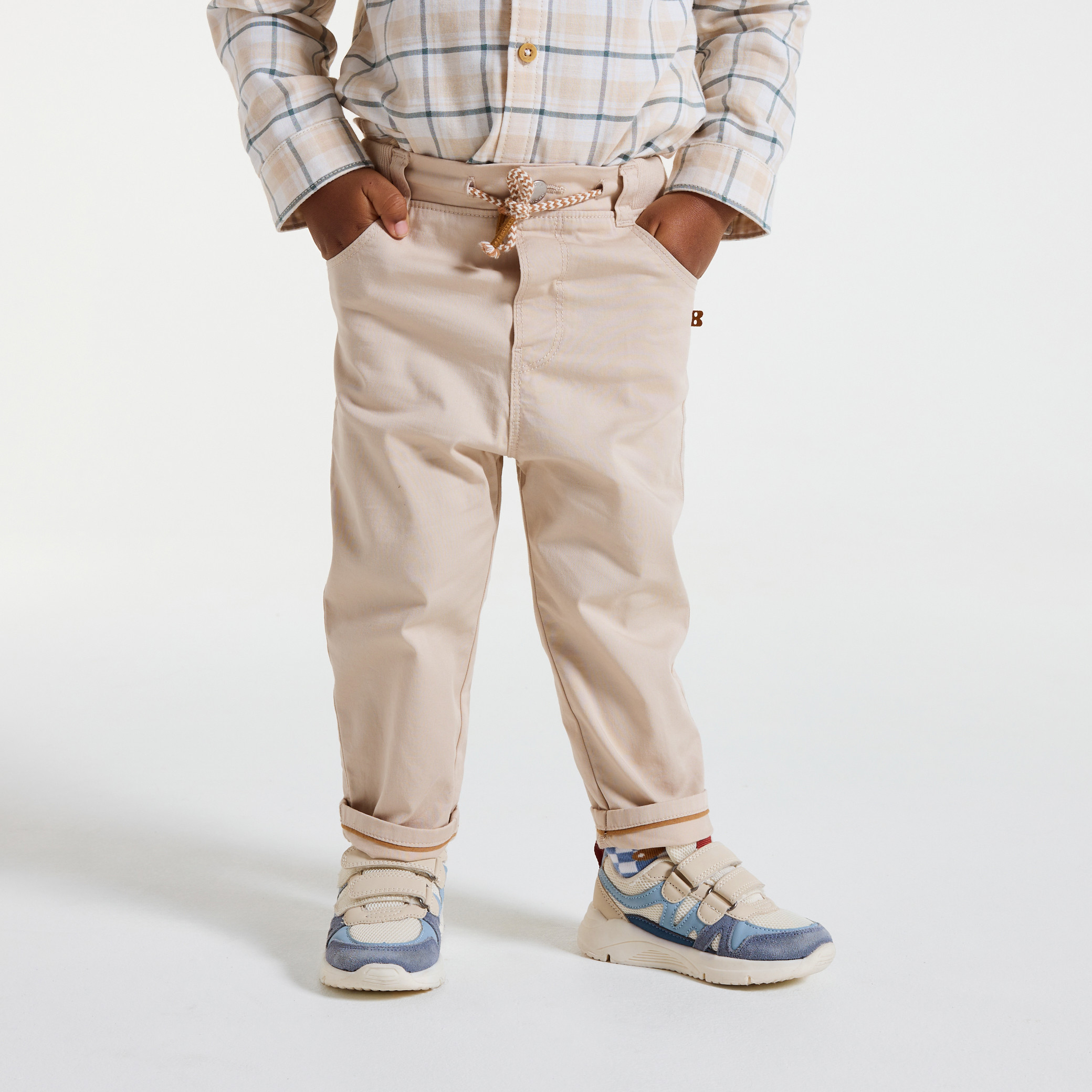 Pantalon bleu bébé garçon - Beige Coquille