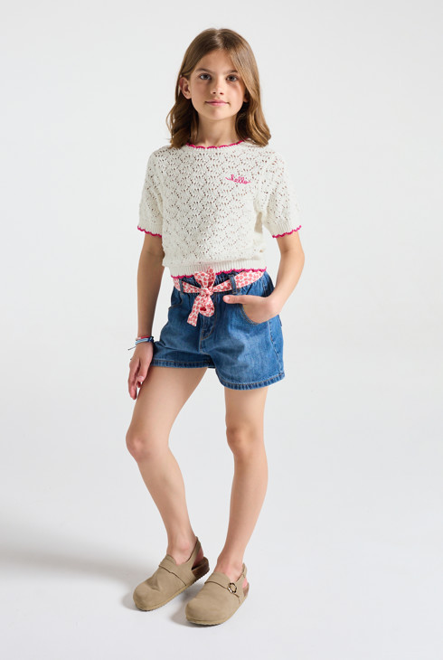 Jersey blanco roto ganchillo niña 1