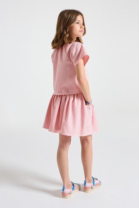 Jupe évasée twill rose fille 1