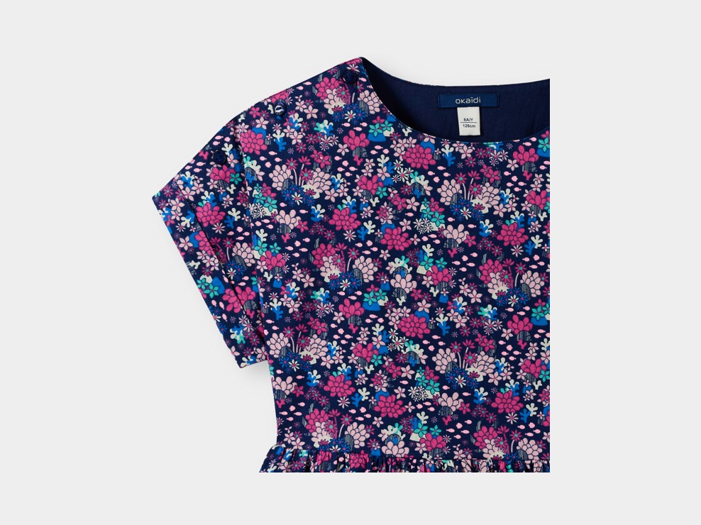 Robe bleue imprimé fleurs fille 2
