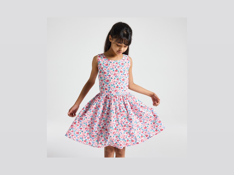 Kleid rosa Blumenmuster Mädchen 1