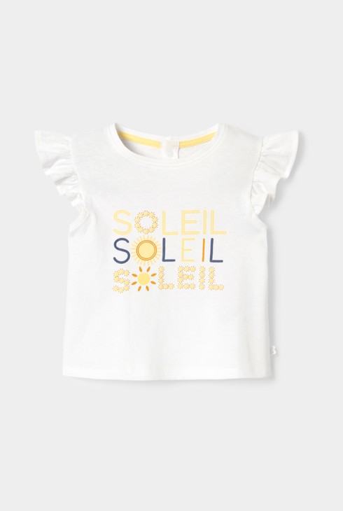 Maglietta bianca con la scritta "sole" per bambina 2
