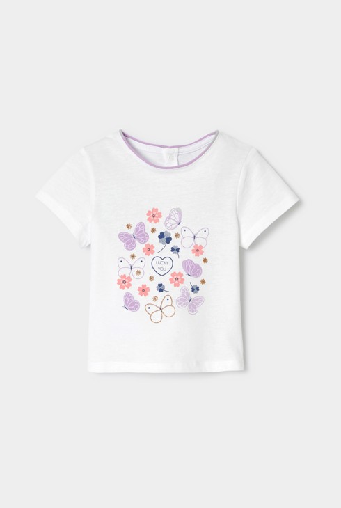 T-shirt blanc motif papillon bébé fille 1