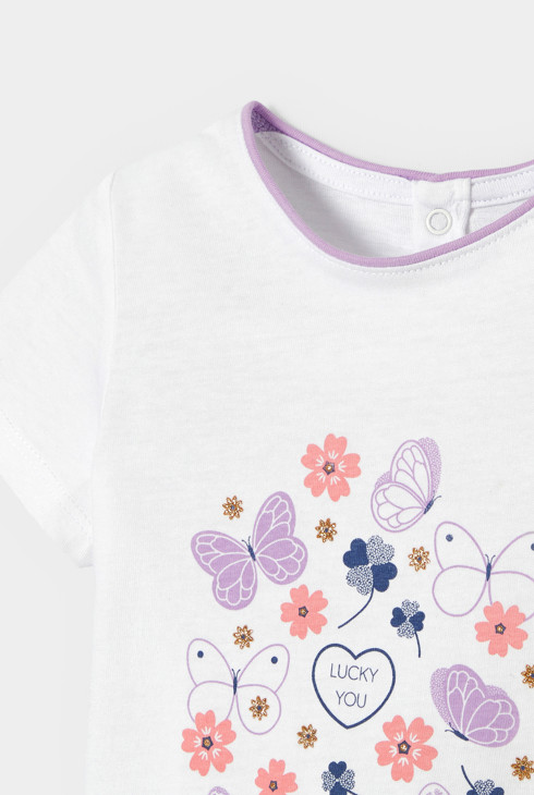 T-shirt blanc motif papillon bébé fille 2
