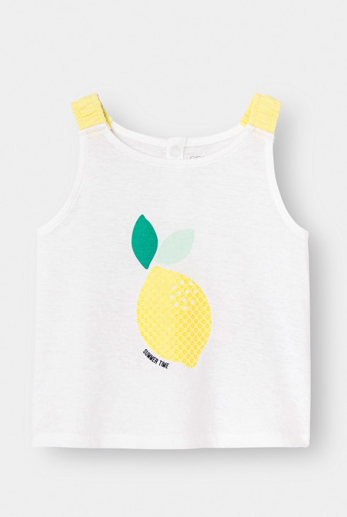 Débardeur blanc motif citron bébé fille 1